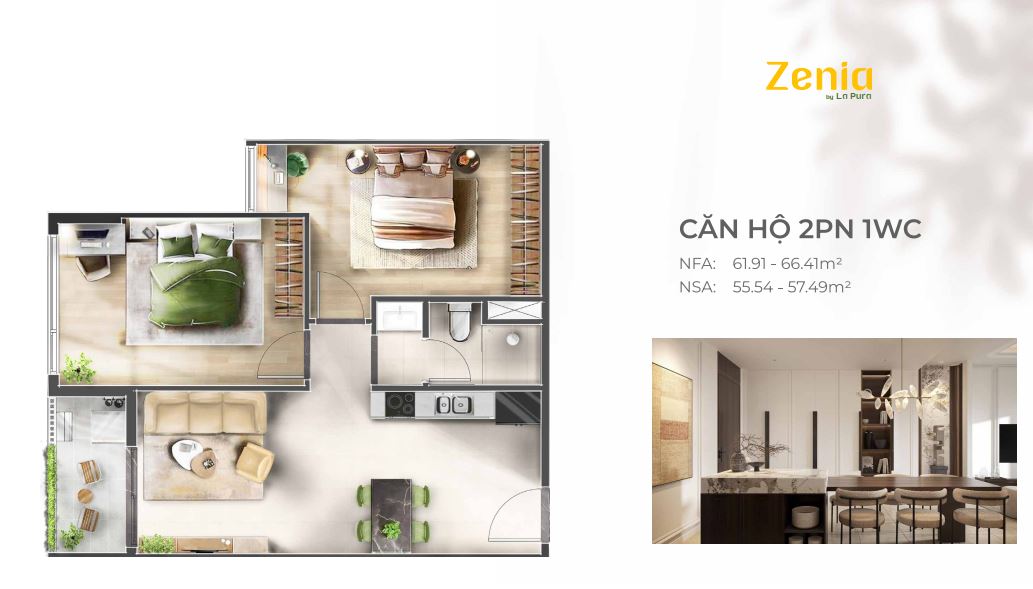 Mặt bằng căn mẫu hộ 2PN