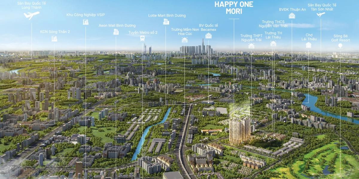vi tri dự án Happy One Mori
