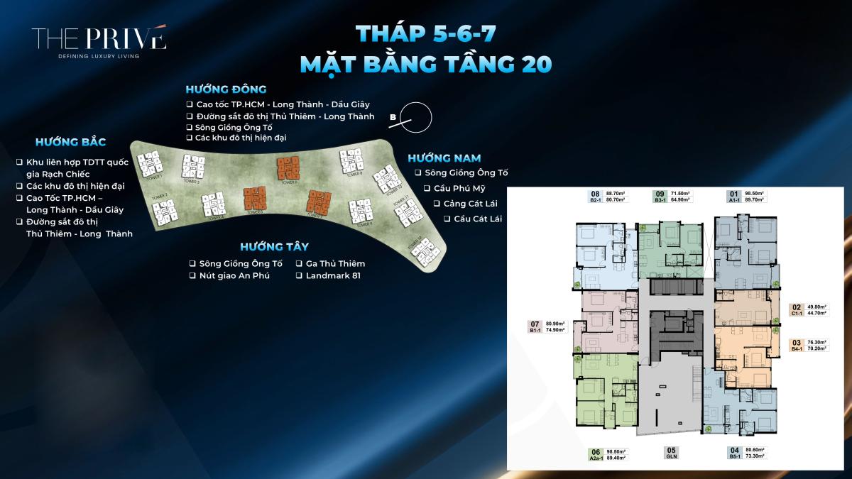 Mặt bằng The Privé tầng 20 tháp 5 6 7