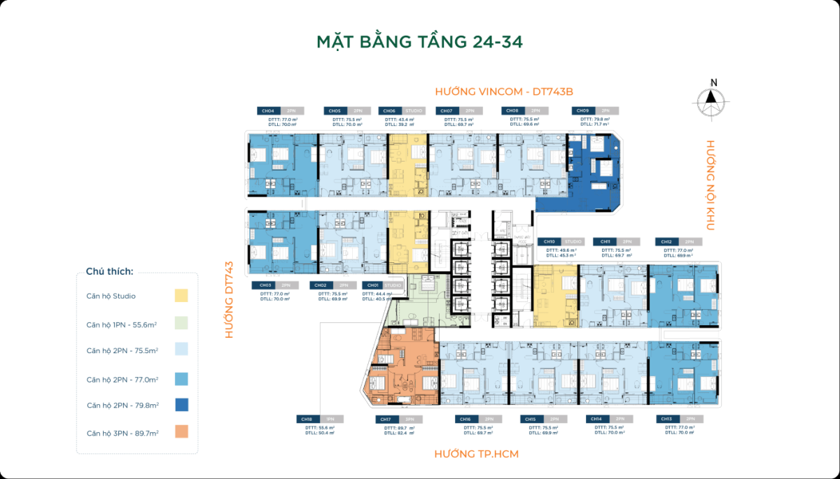 Mặt bằng tầng 24-34