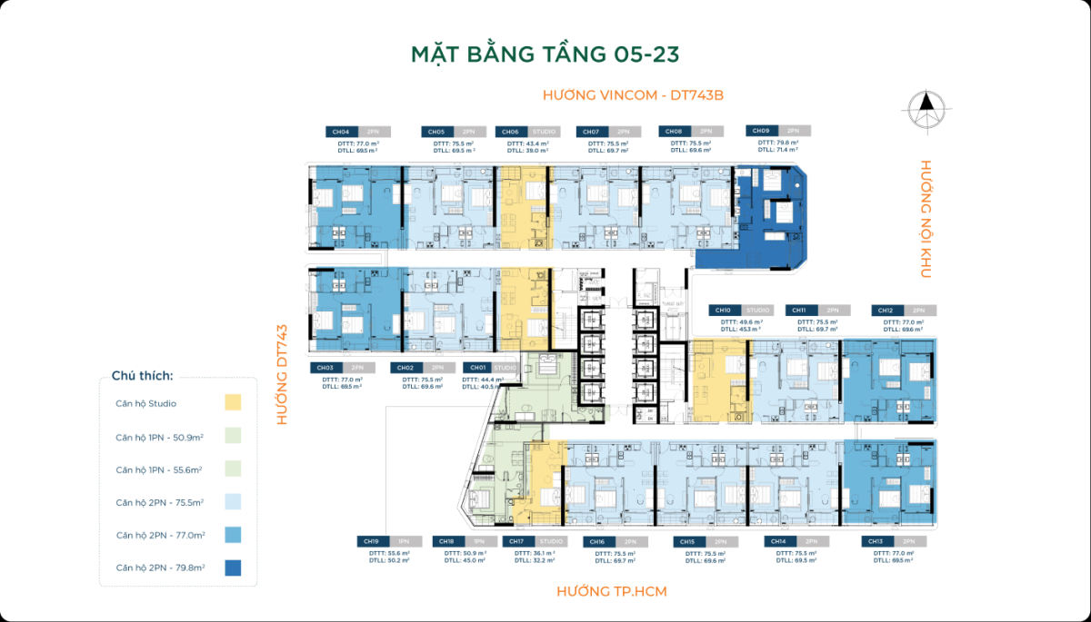 Mặt bằng The Infinity Dĩ An tầng 04-23