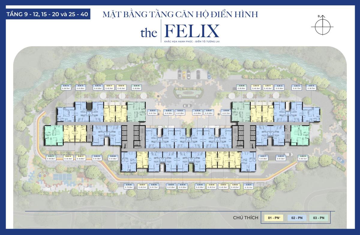 Mặt bằng tầng Tầng 9-12, 15-20, 25-40