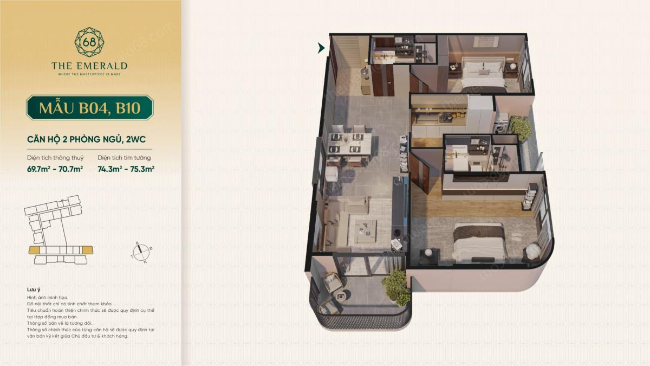 Layout căn hộ Emerald 68